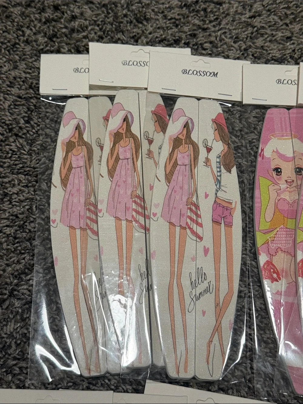 Blossom Pink Graphic Nail Files - 12 Packs of 2 Files (24 Files Total)